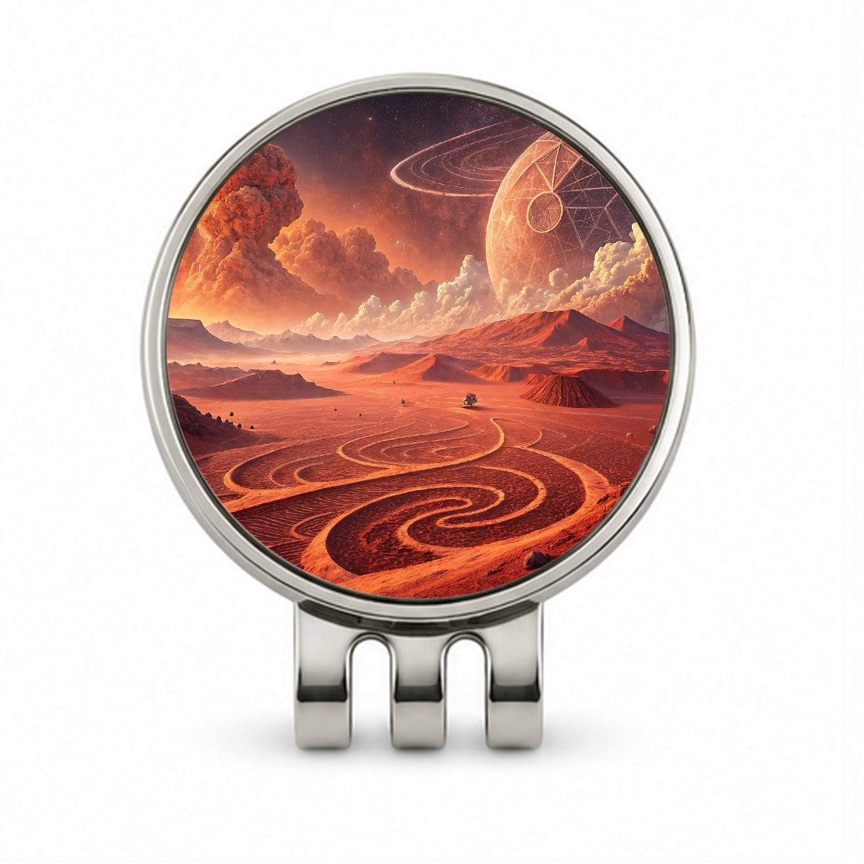 Abstract Alien Martian Sci-fi Landscape Golf Hat Clip with Ball Marker