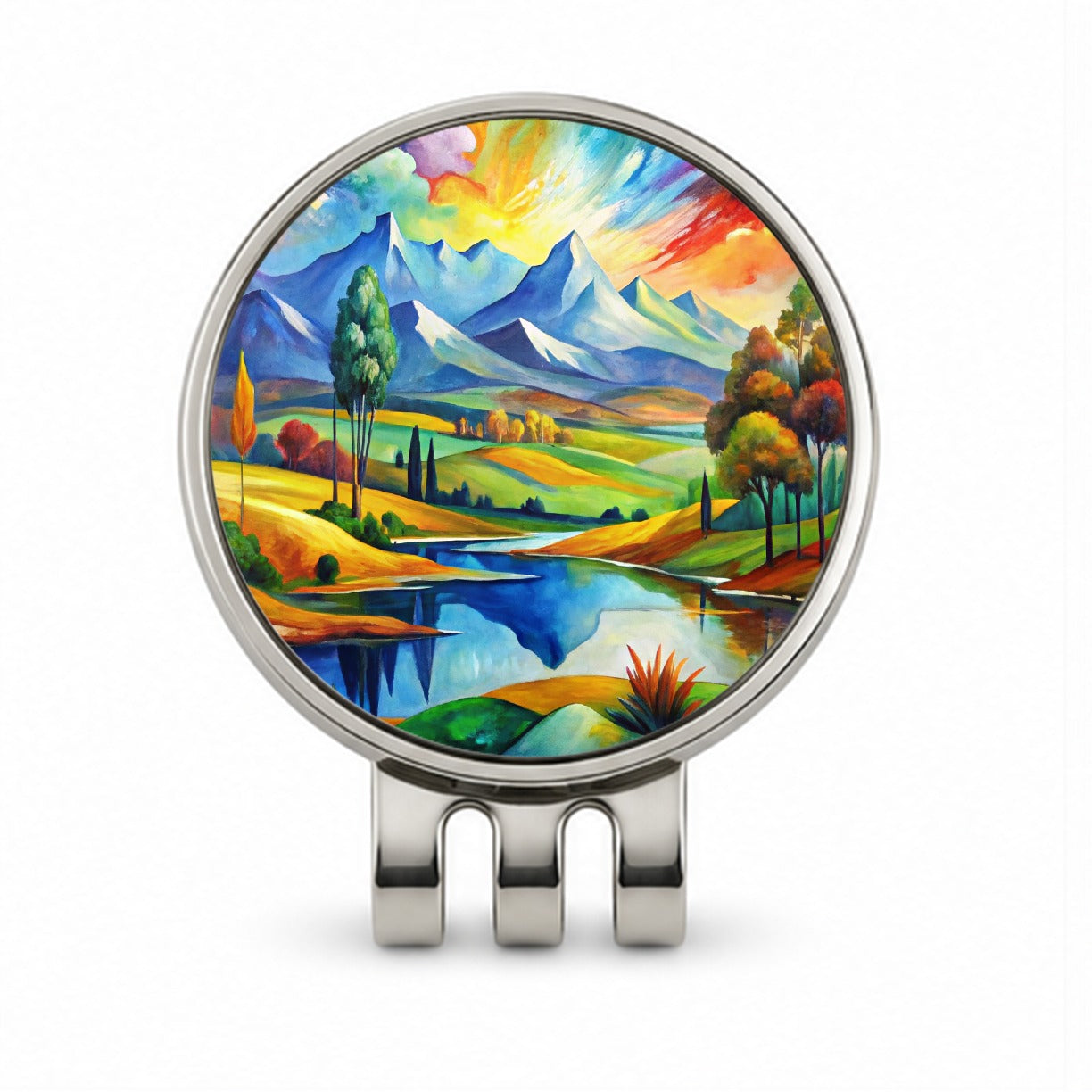 Abstract Colorful Landscape Modern Art Landscape Golf Hat Clip with Ball Marker