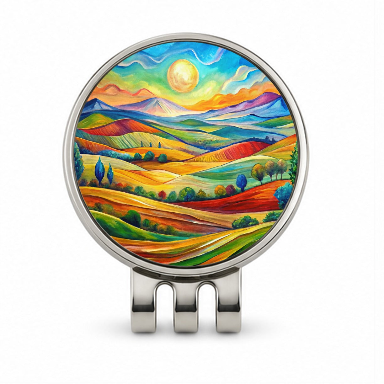 Abstract Colorful Landscape Golf Hat Clip with Ball Marker