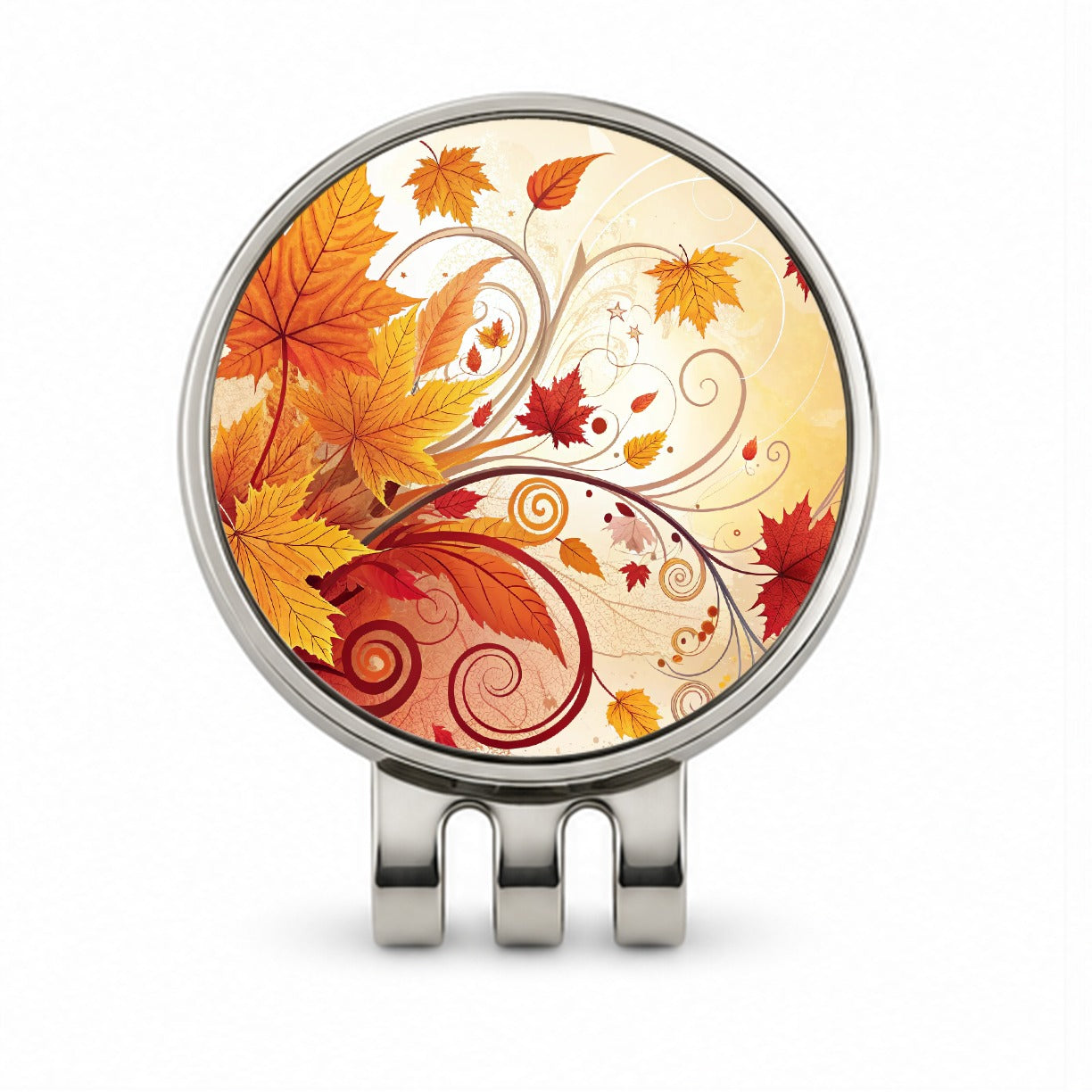 Abstract Fall Autumn Leaves Design Golf Hat Clip with Ball Marker