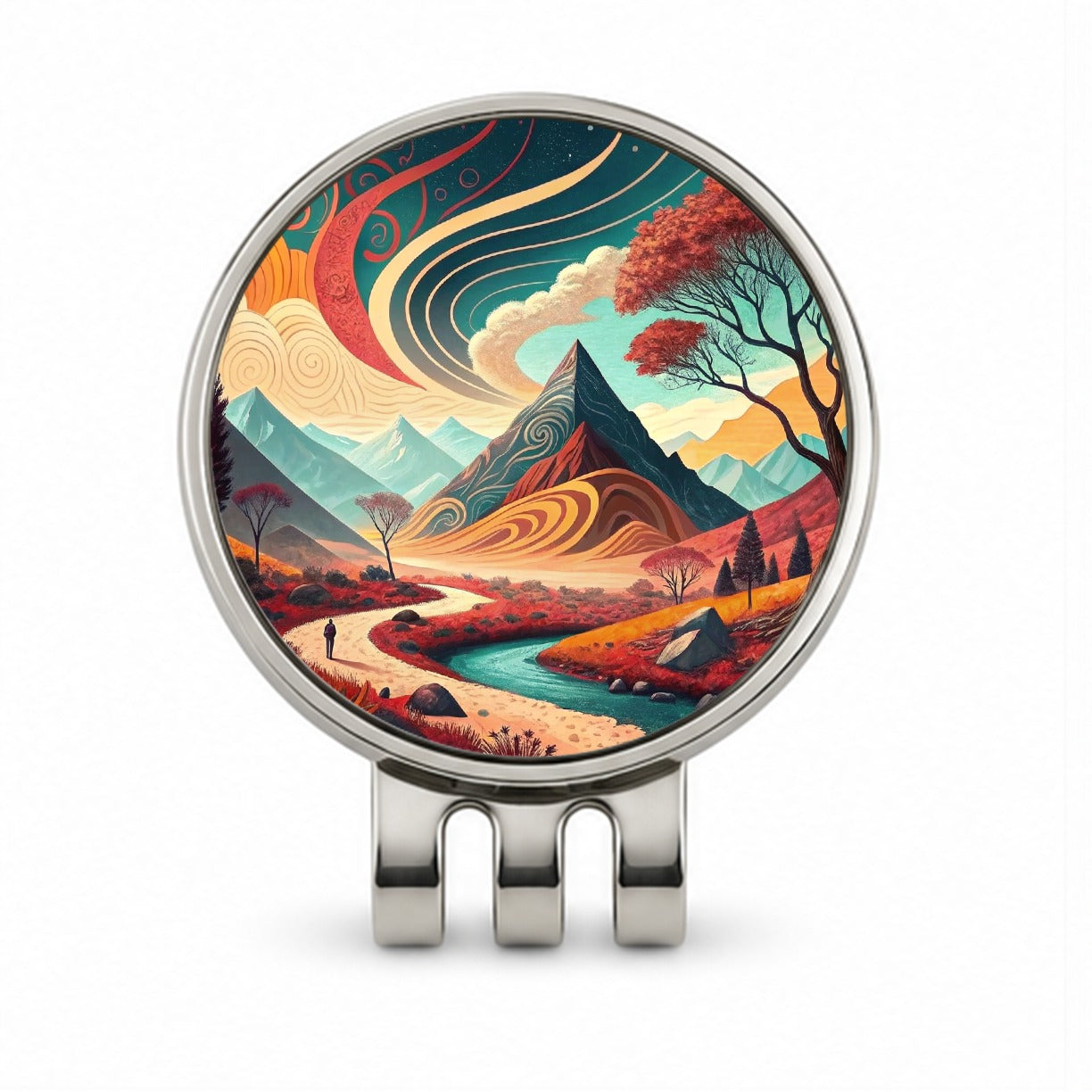 Abstract Modern Art Landscape Golf Hat Clip with Ball Marker