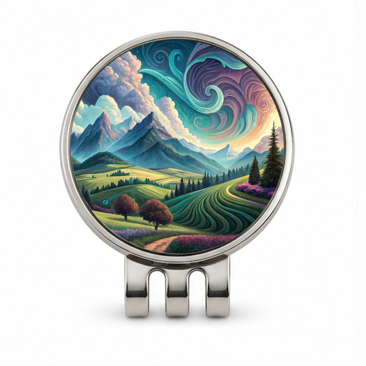 Abstract Pastels Landscape Golf Hat Clip with Ball Marker