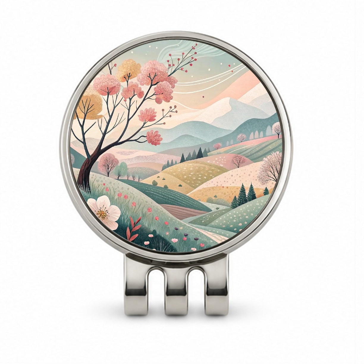 Abstract Spring Landscape Golf Hat Clip with Ball Marker