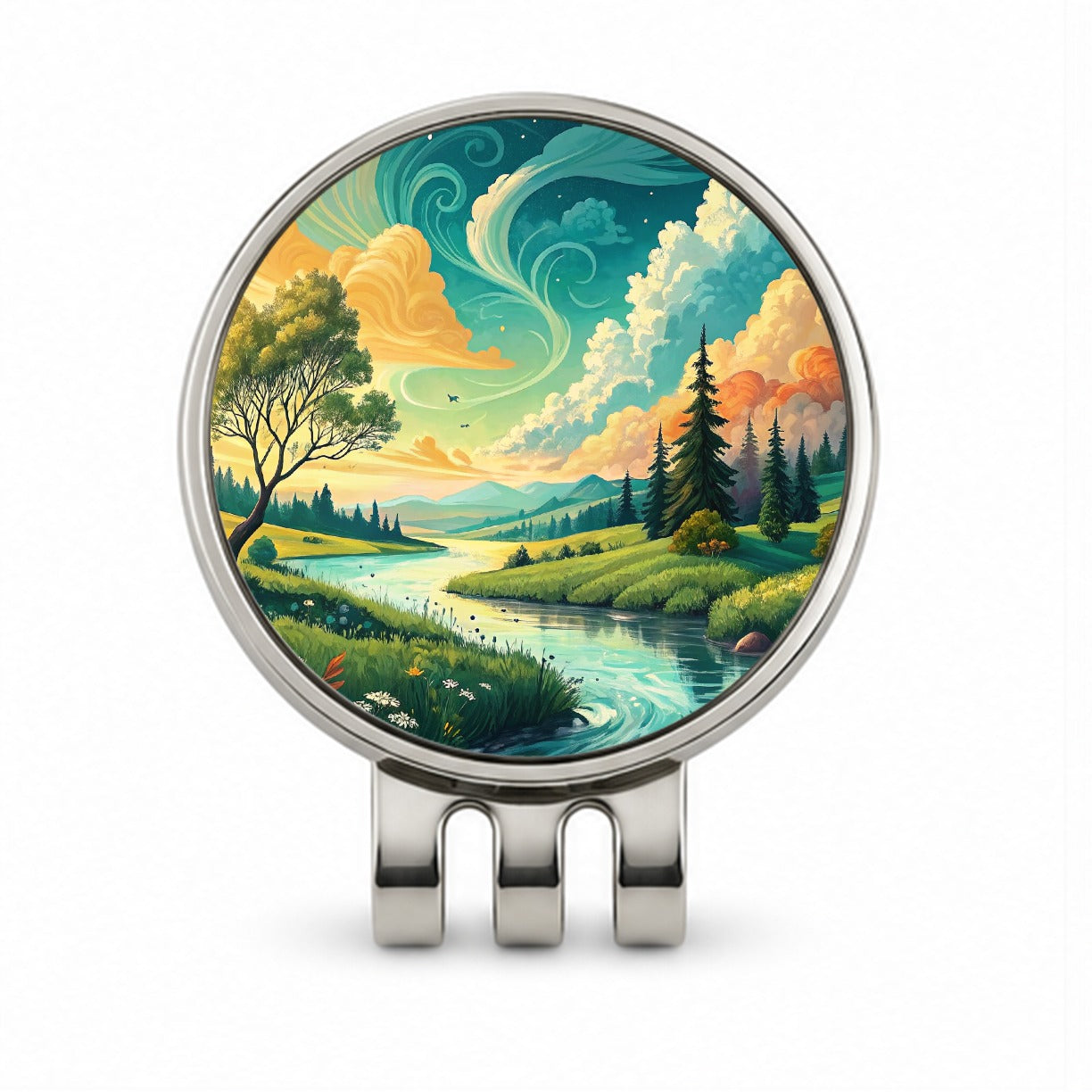 Abstract Summer Landscape Golf Hat Clip with Ball Marker