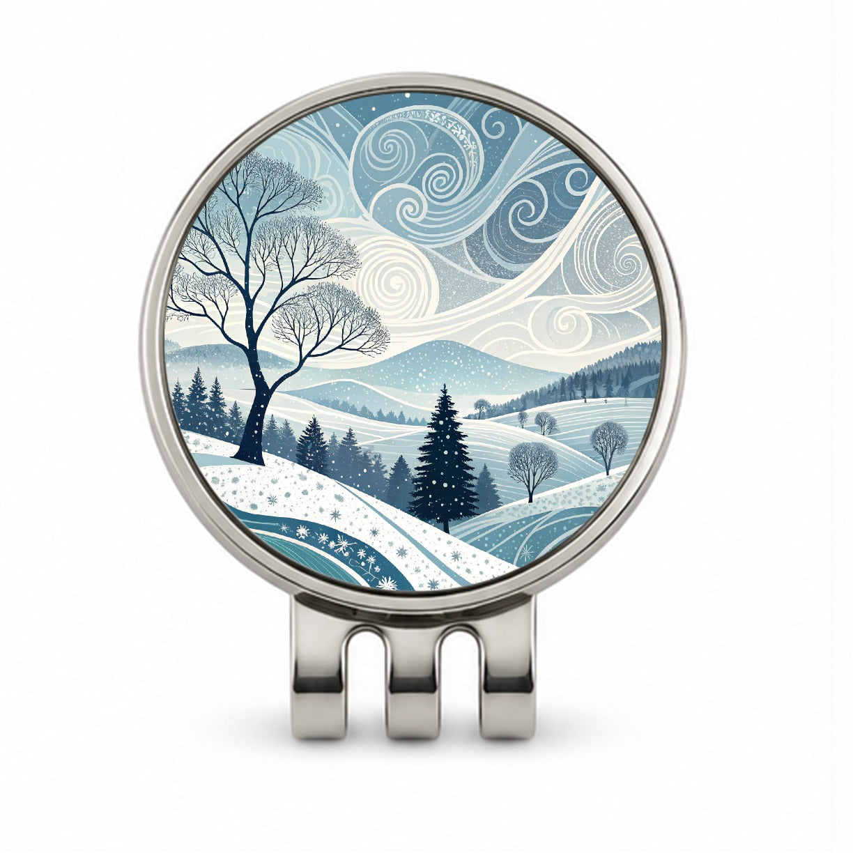 Abstract Winter Landscape Golf Hat Clip with Ball Marker