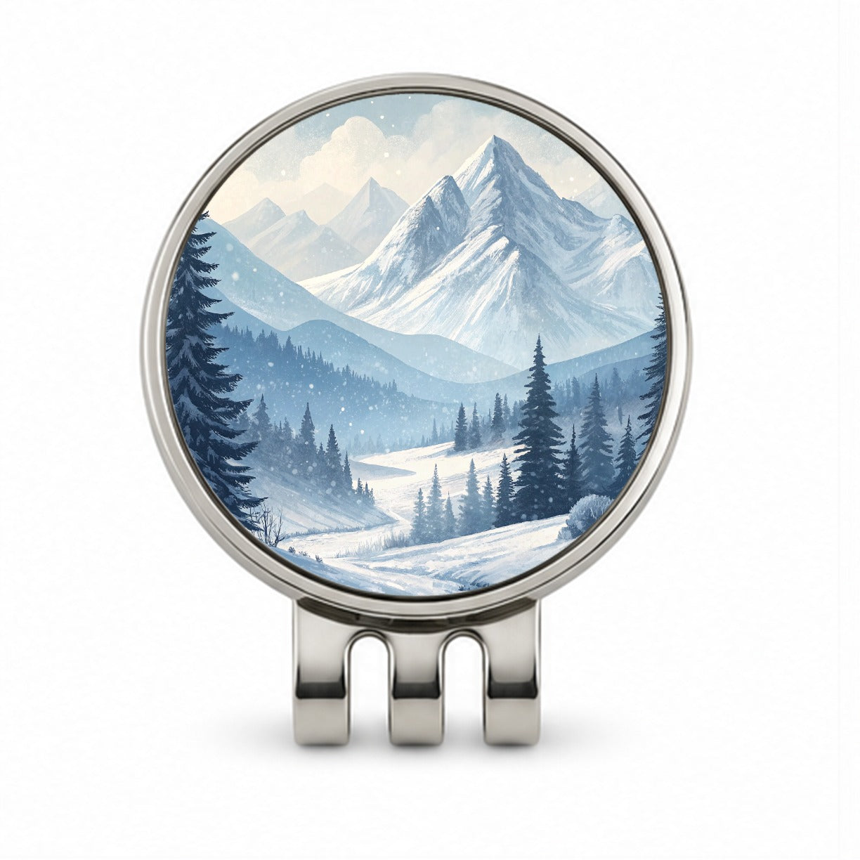 Abstract Winter Mountains Landscape Golf Hat Clip with Ball Marker