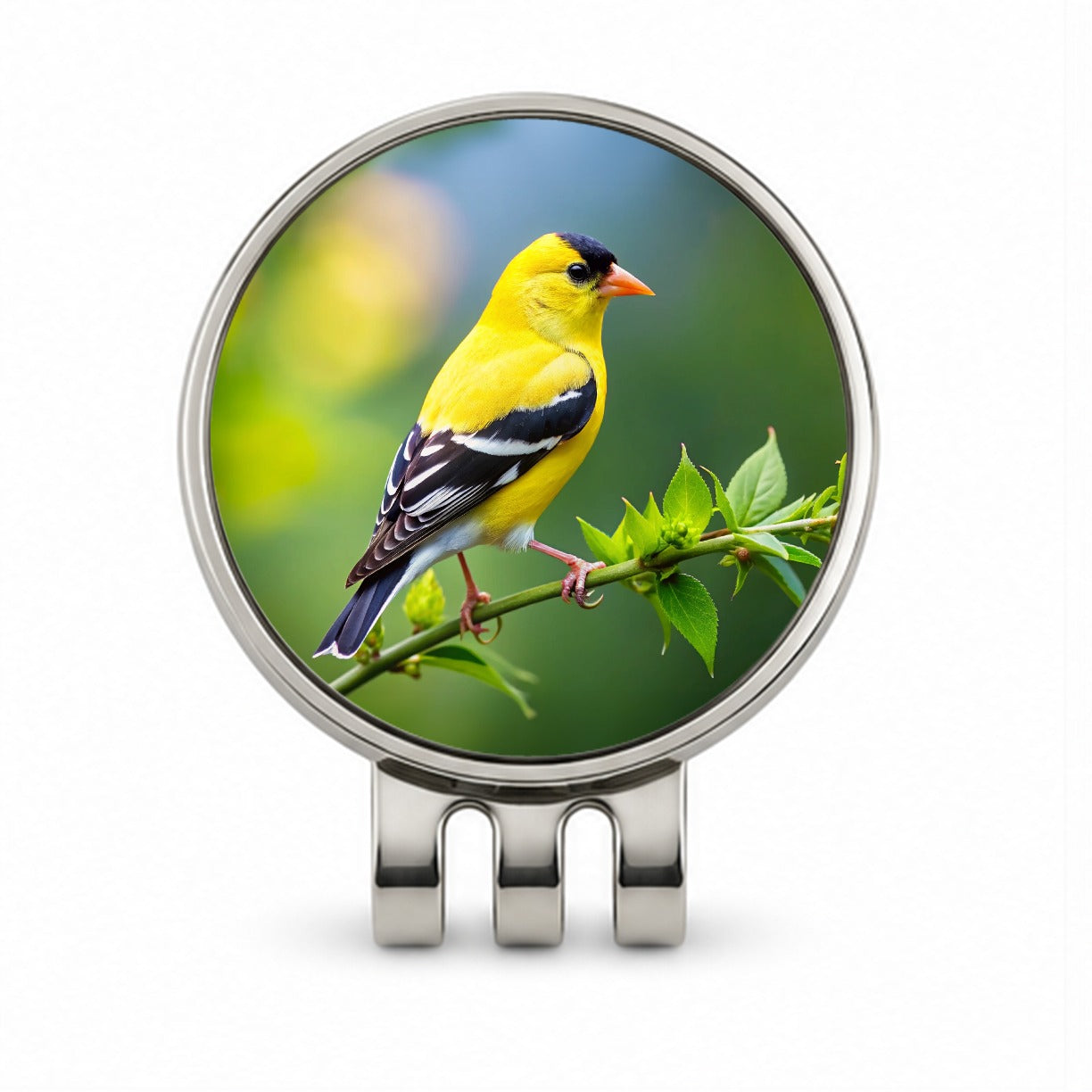 American Goldfinch Backyard Bird Golf Hat Clip with Ball Marker