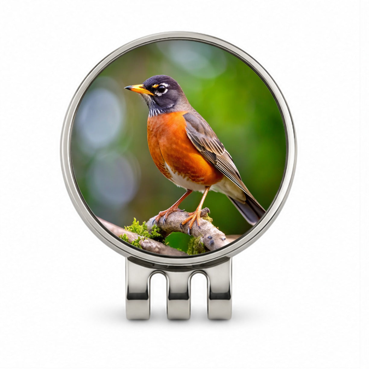 American Robin Backyard Bird Golf Hat Clip with Ball Marker