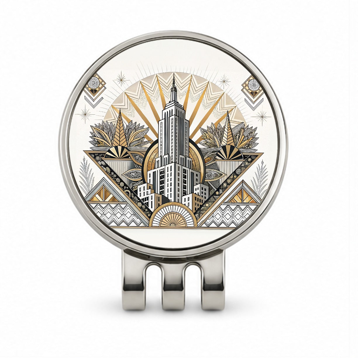 Art Deco Building Architectural Design Golf Hat Clip with Ball Marker