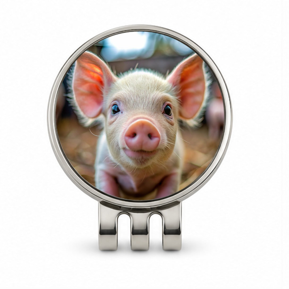 Baby Pig Face Golf Hat Clip with Ball Marker