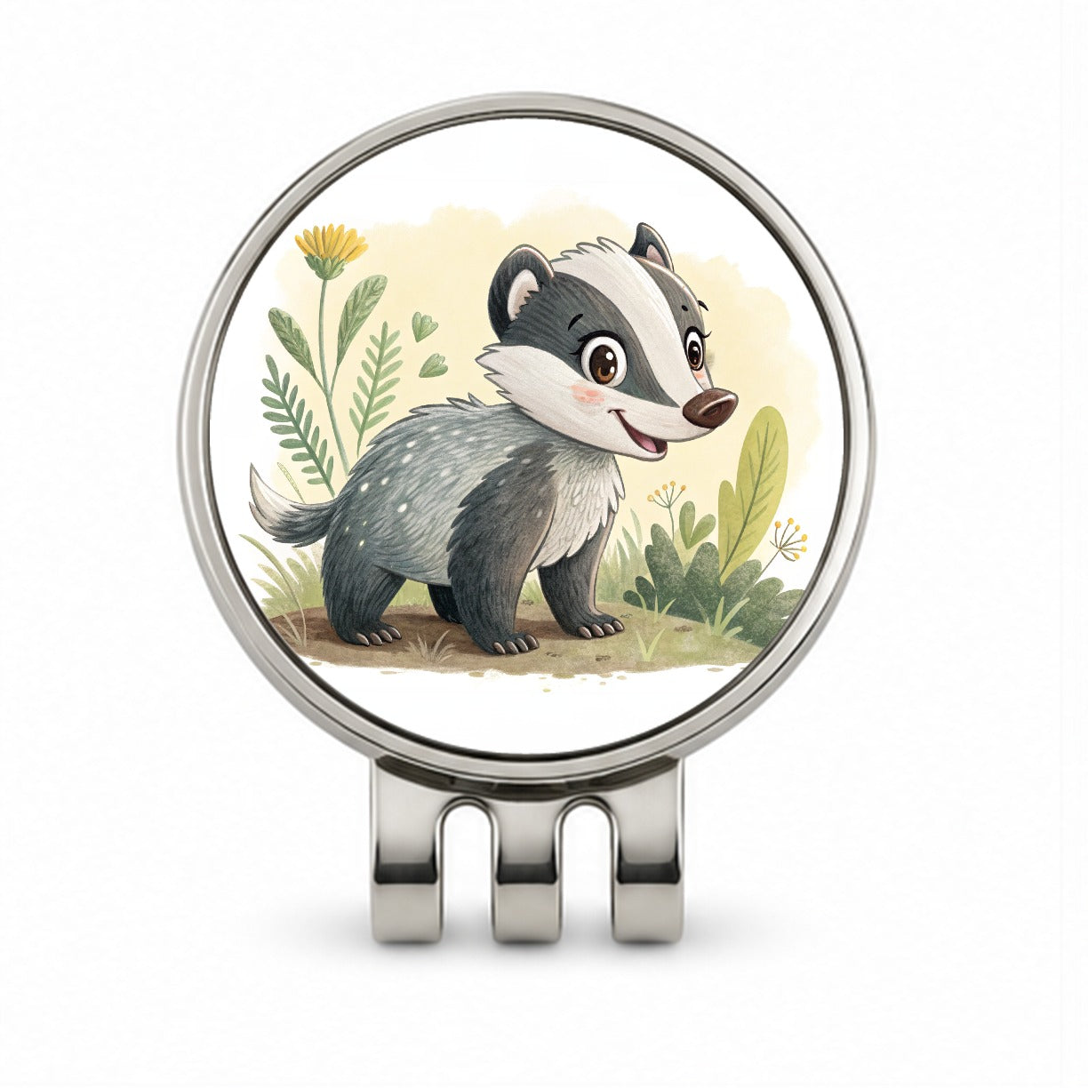 Badger Children's Illustration Style Golf Hat Clip with Ball Marker