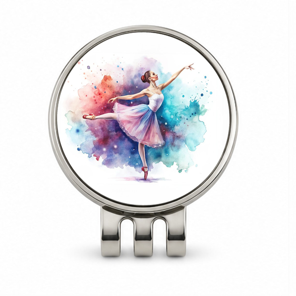 Ballet Dancer Watercolor Golf Hat Clip with Ball Marker