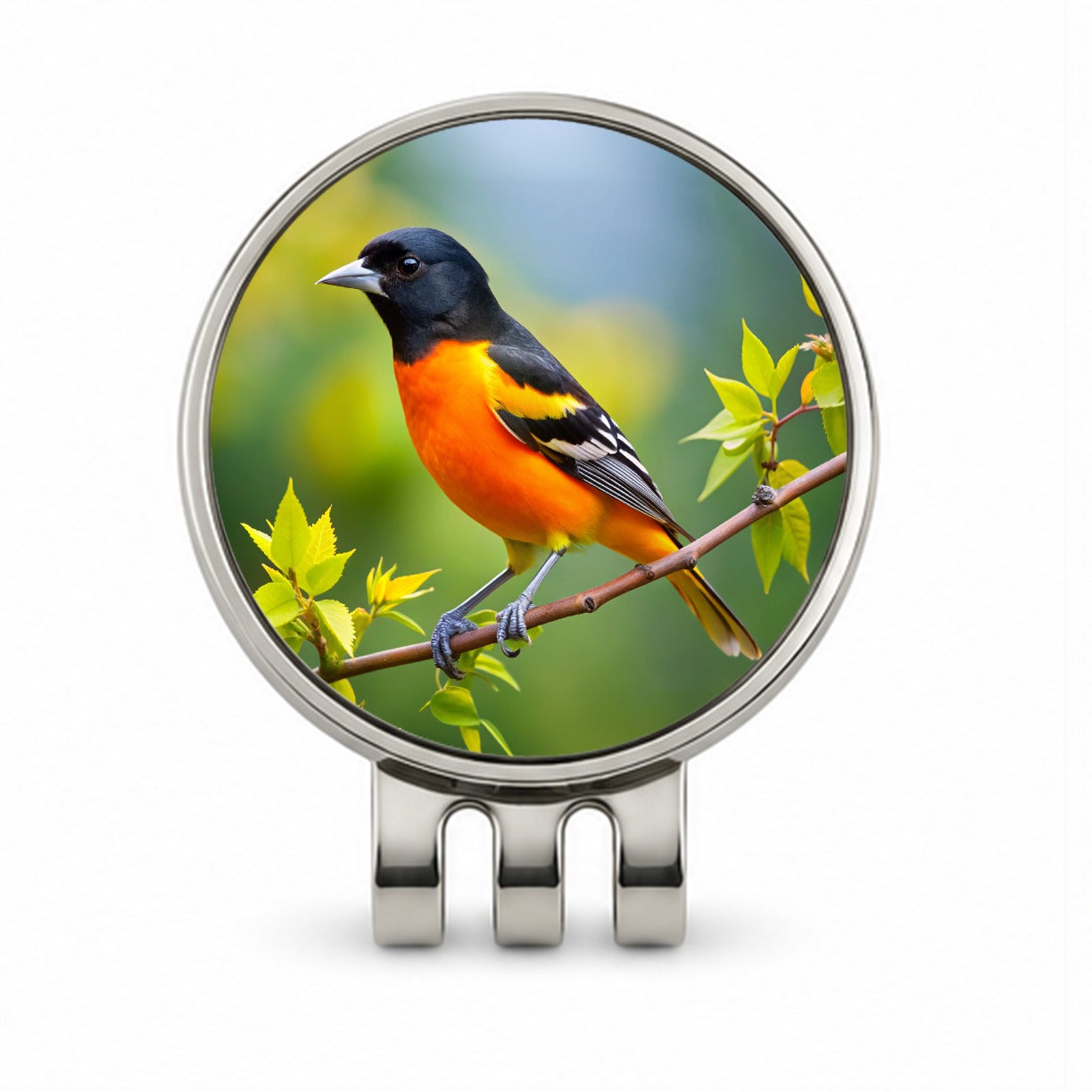 Baltimore Oriole Backyard Bird Golf Hat Clip with Ball Marker