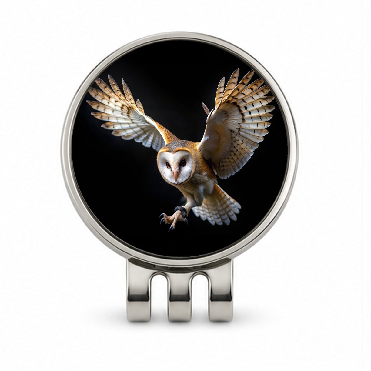 Barn Owl Flying Raptor Bird Of Prey Golf Hat Clip with Ball Marker
