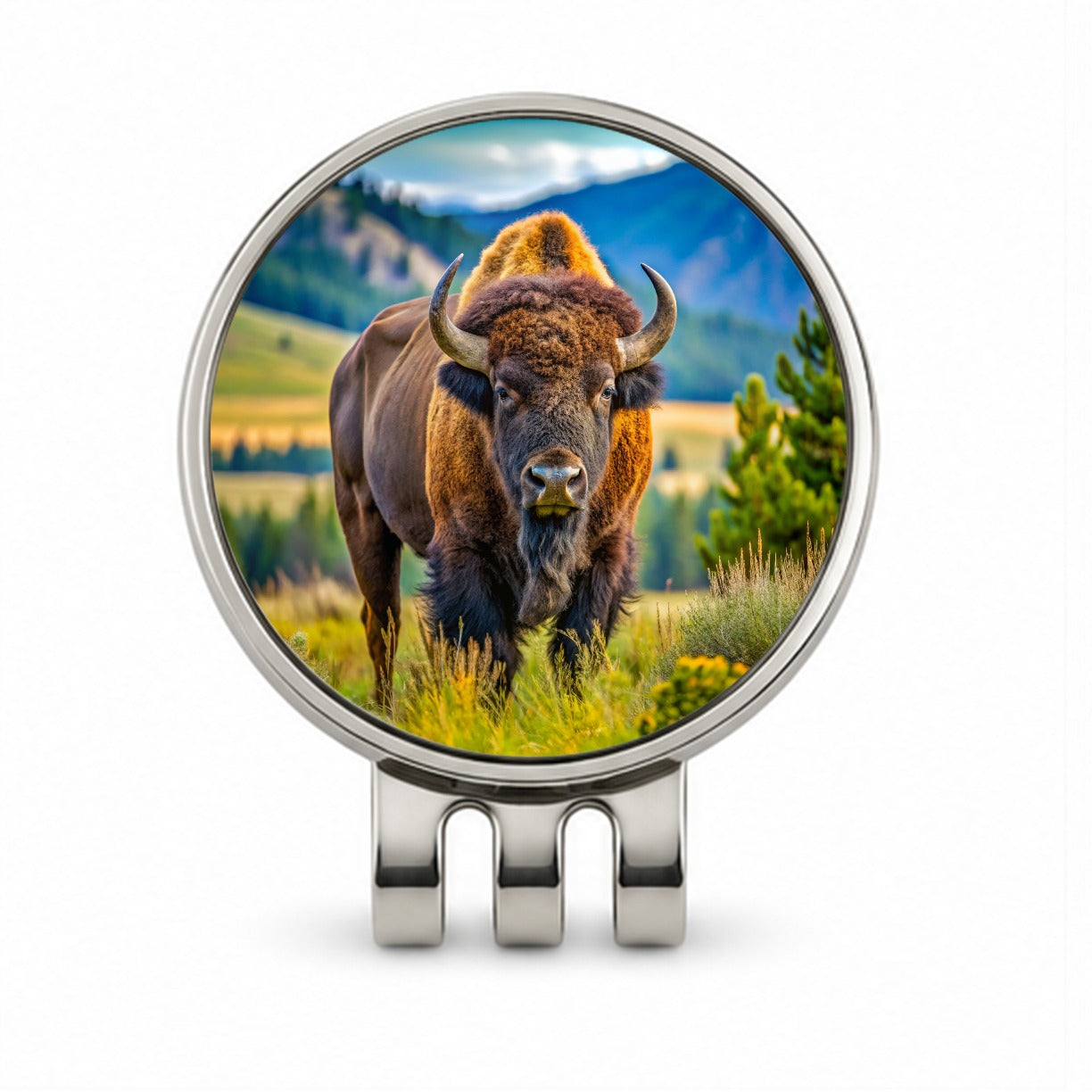 Bison Buffalo Golf Hat Clip with Ball Marker