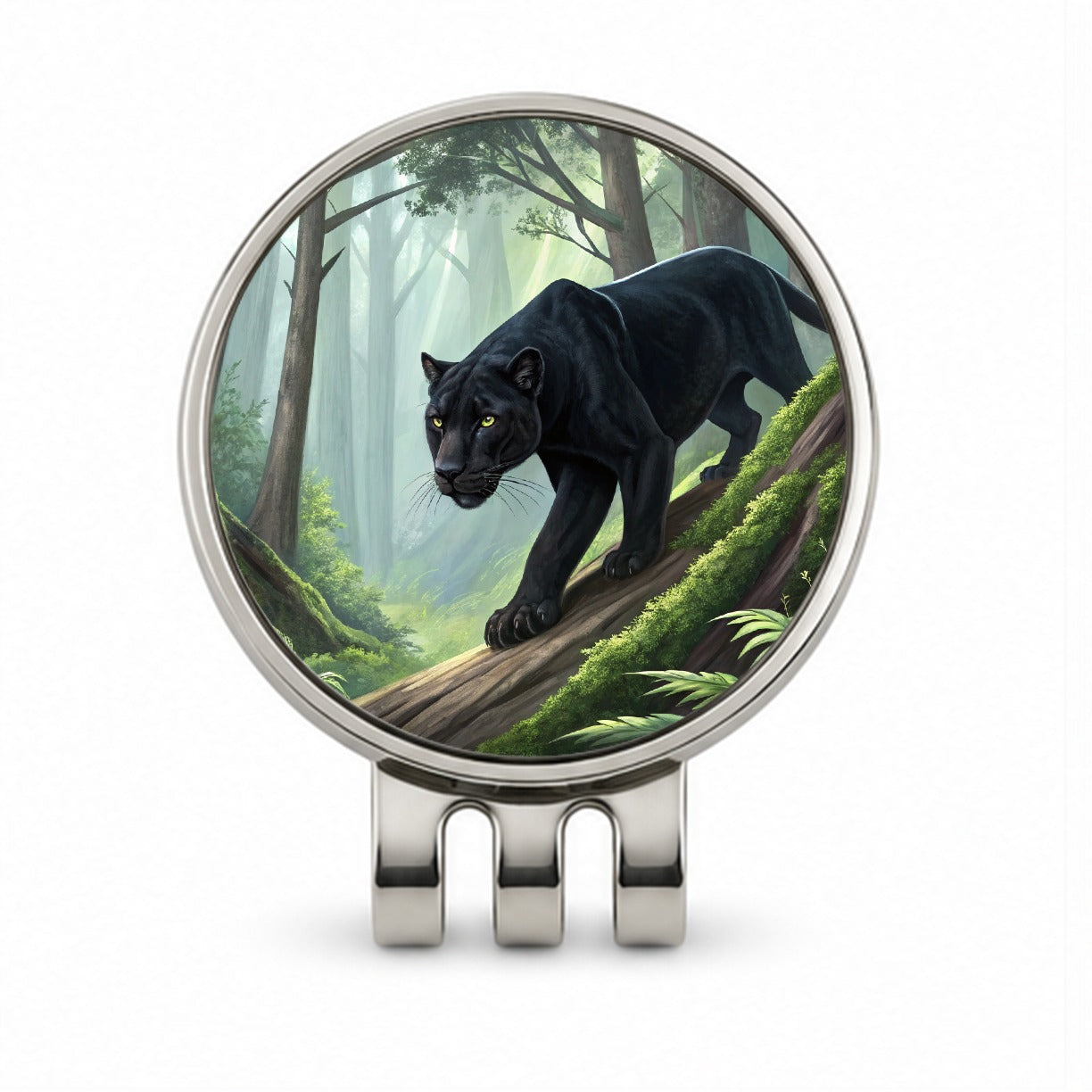 Black Panther Stalking Prey Golf Hat Clip with Ball Marker