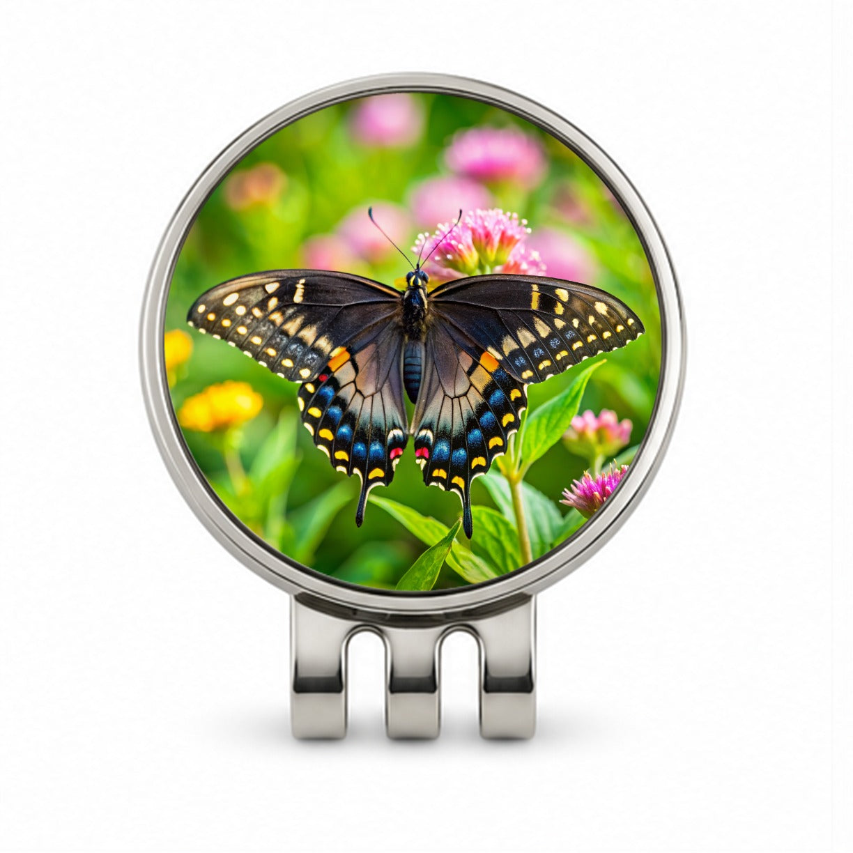 Black Swallowtail Butterfly Golf Hat Clip with Ball Marker