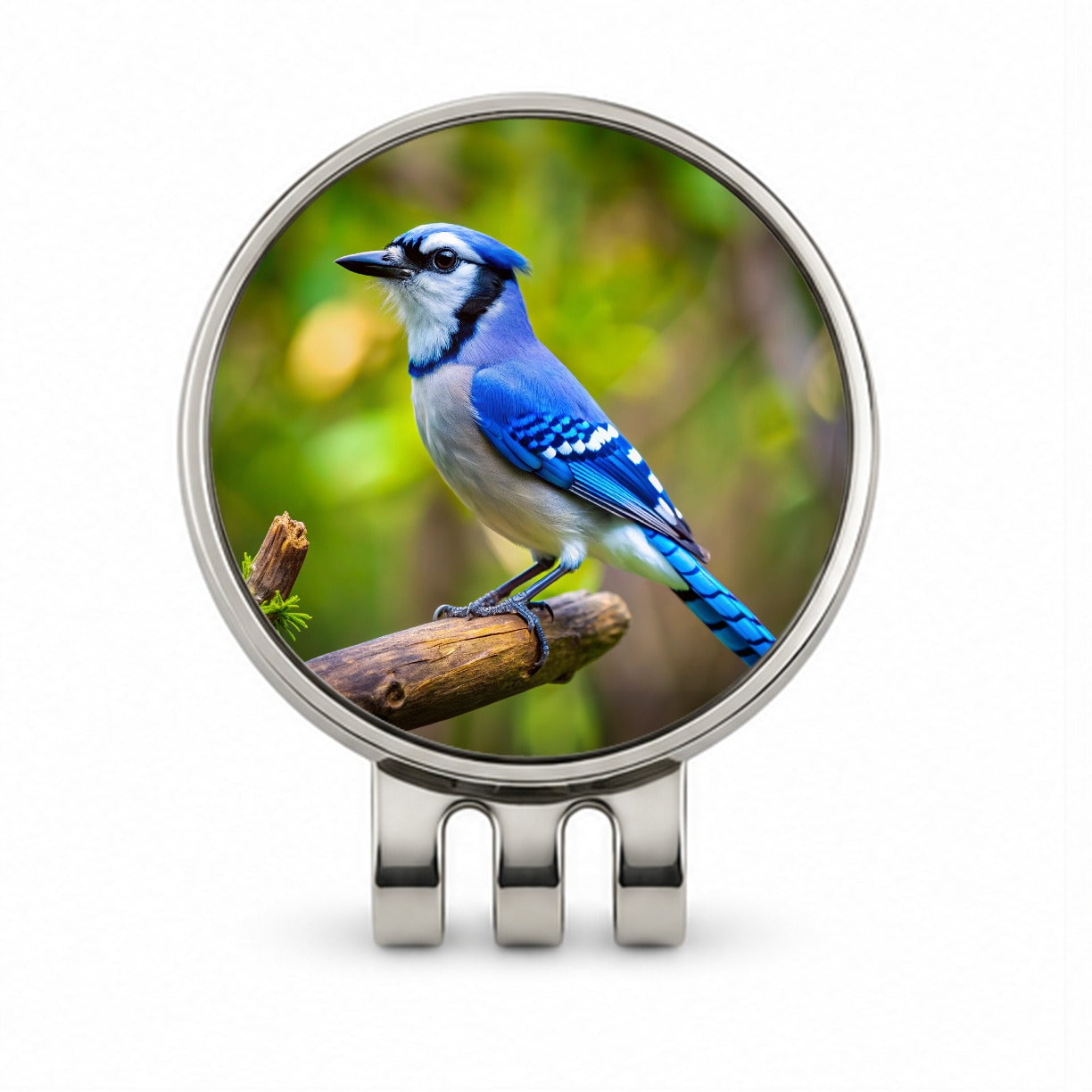 Blue Jay Backyard Bird Golf Hat Clip with Ball Marker
