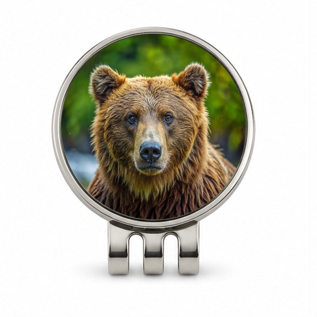 Brown Bear Golf Hat Clip with Ball Marker