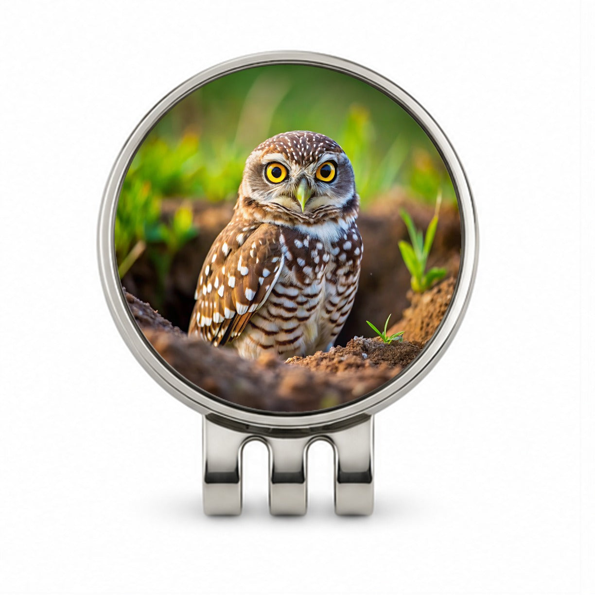 Burrowing Owl Raptor Bird Of Prey Golf Hat Clip with Ball Marker