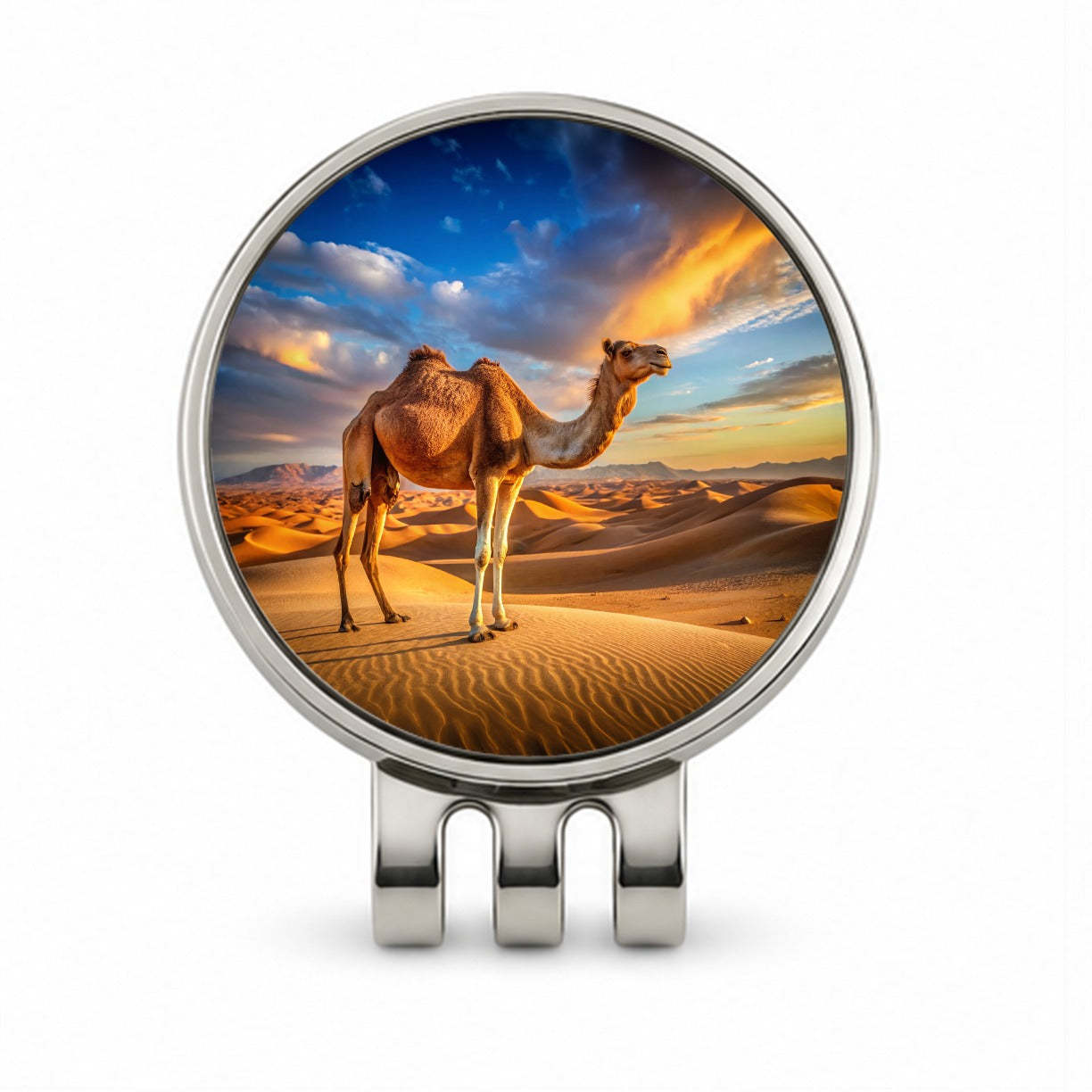 Camel Standing In Desert Golf Hat Clip with Ball Marker