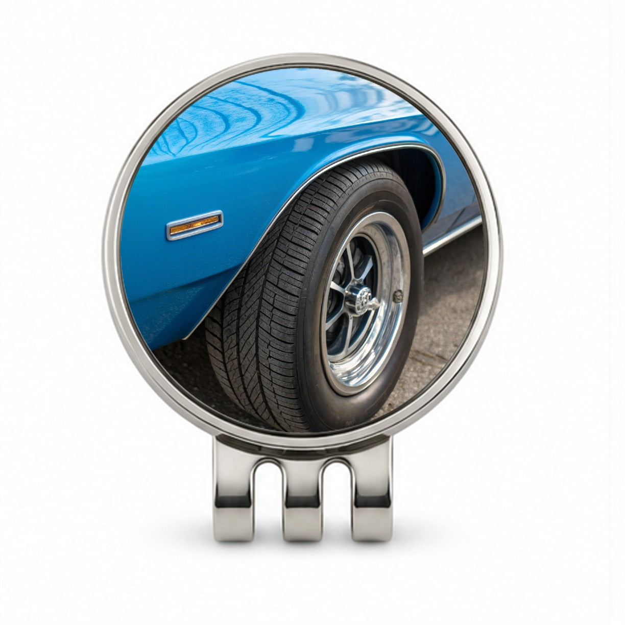 Classic Blue Muscle Car Golf Hat Clip with Ball Marker