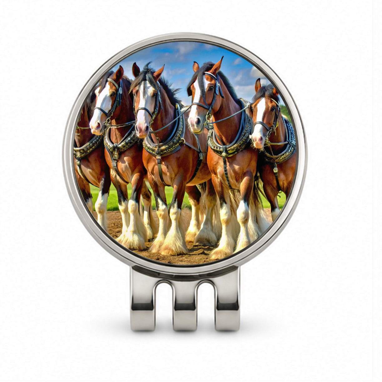 Clydesdale Horses Golf Hat Clip with Ball Marker