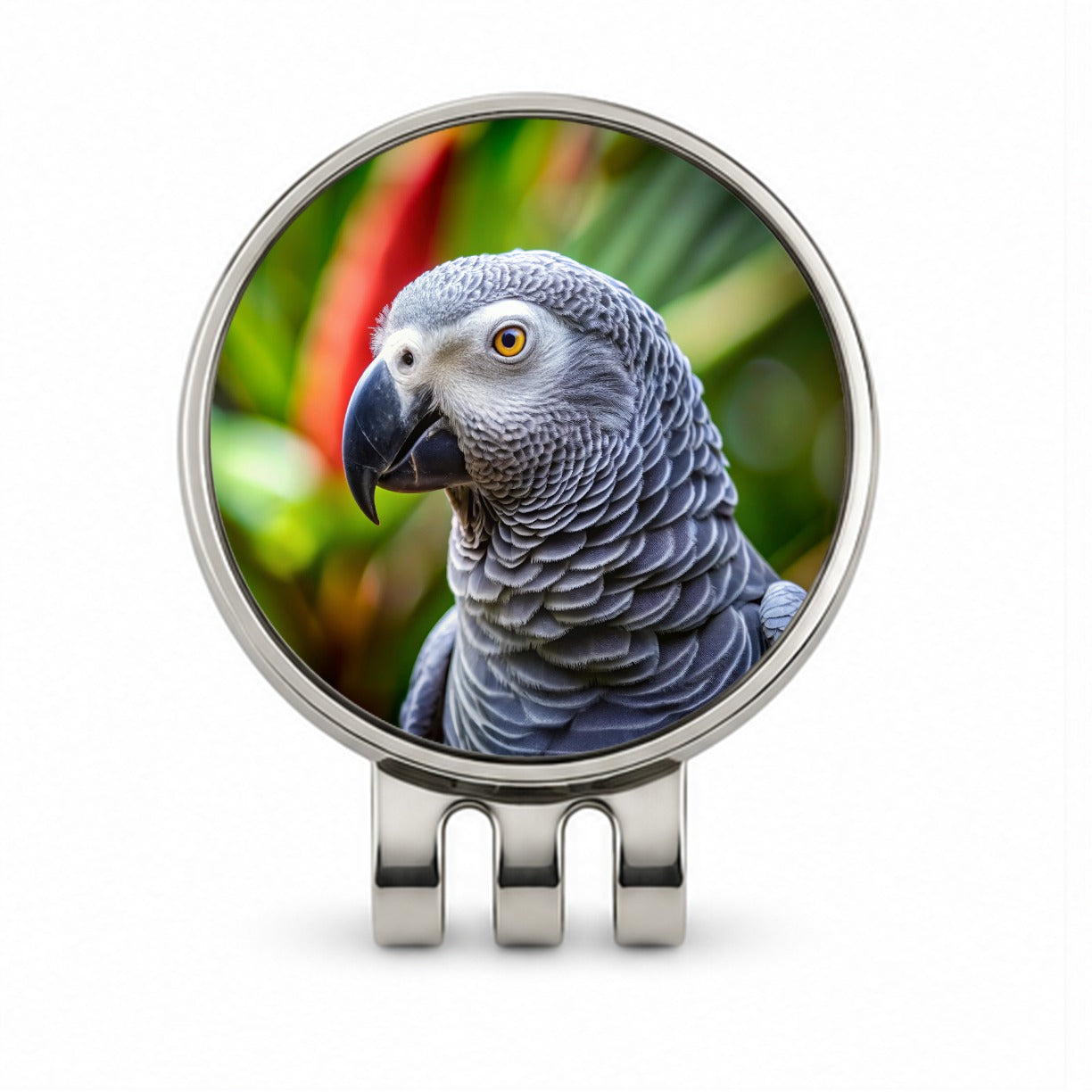Congo African Grey Parrot Bird Golf Hat Clip with Ball Marker