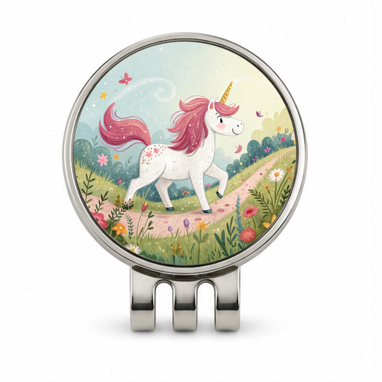 Fantasy Unicorn Children's Illustration Style Golf Hat Clip with Ball Marker