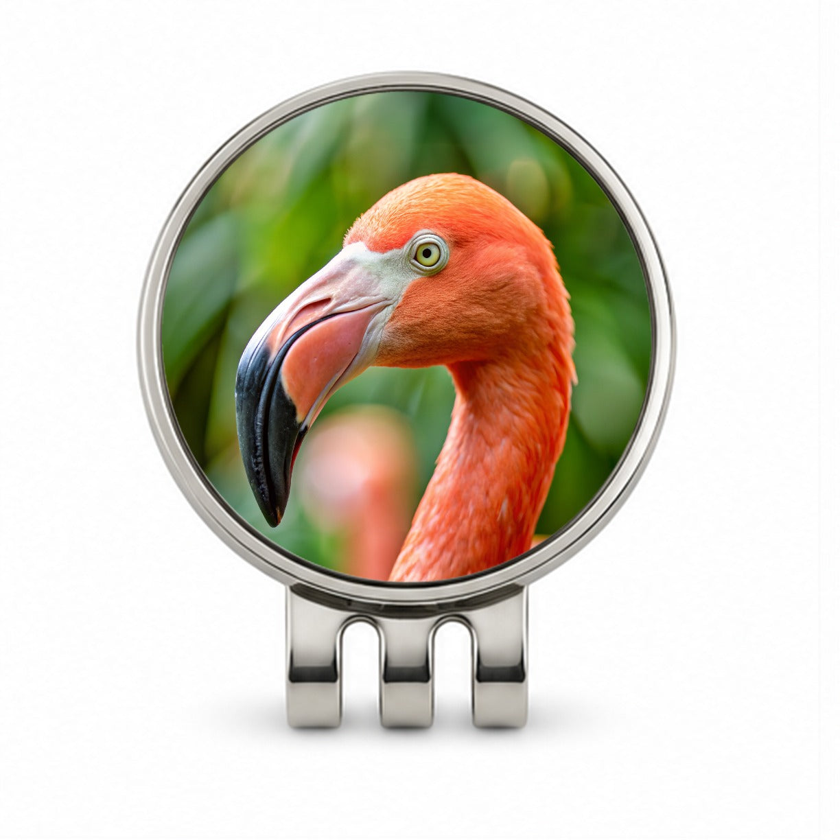 Flamingo Face Golf Hat Clip with Ball Marker