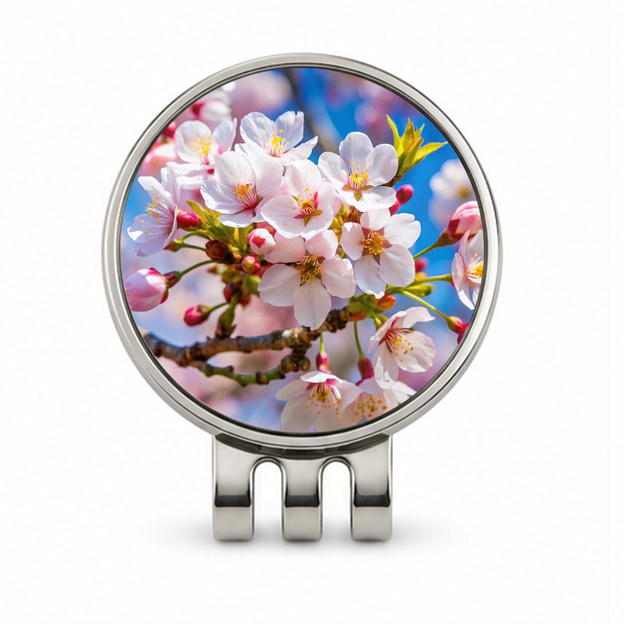 Flowering Cherry Tree Branch Golf Hat Clip with Ball Marker