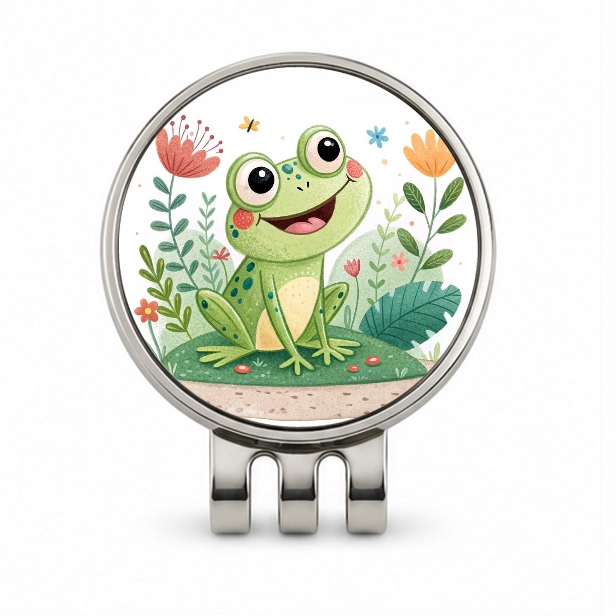 Frog Children's Illustration Style Golf Hat Clip with Ball Marker
