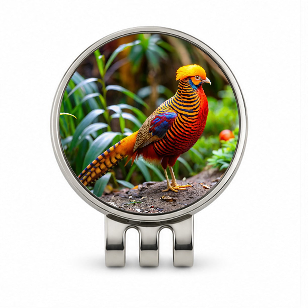 Golden Pheasant Golf Hat Clip with Ball Marker