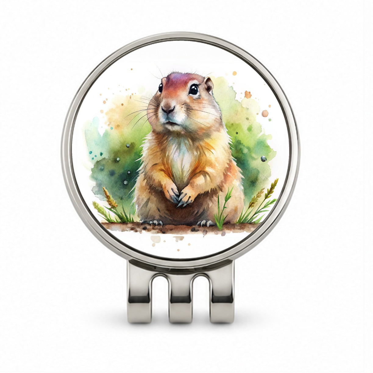 Gopher Watercolor Golf Hat Clip with Ball Marker
