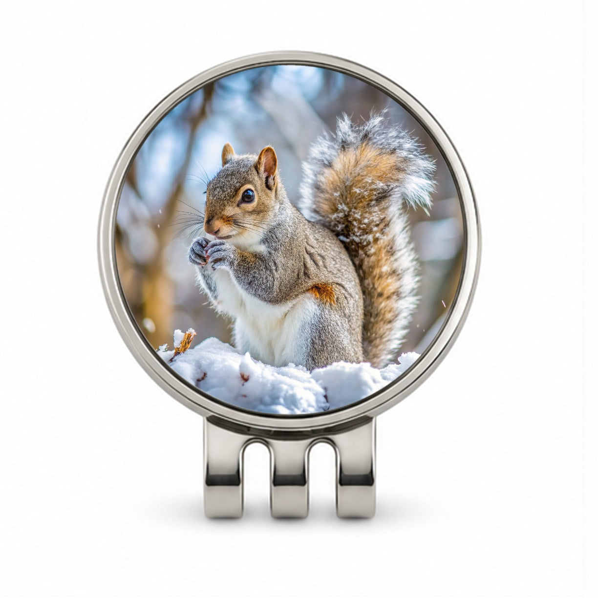 Gray Squirrel In Winter Golf Hat Clip with Ball Marker