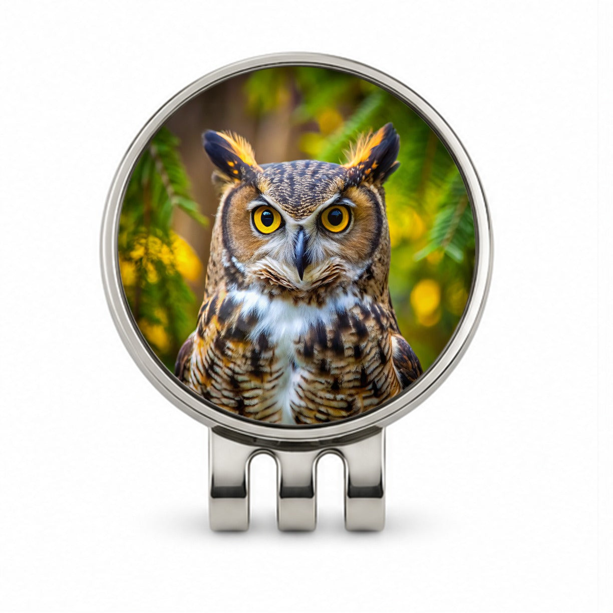 Great Horned Owl Raptor Bird Of Prey Golf Hat Clip with Ball Marker