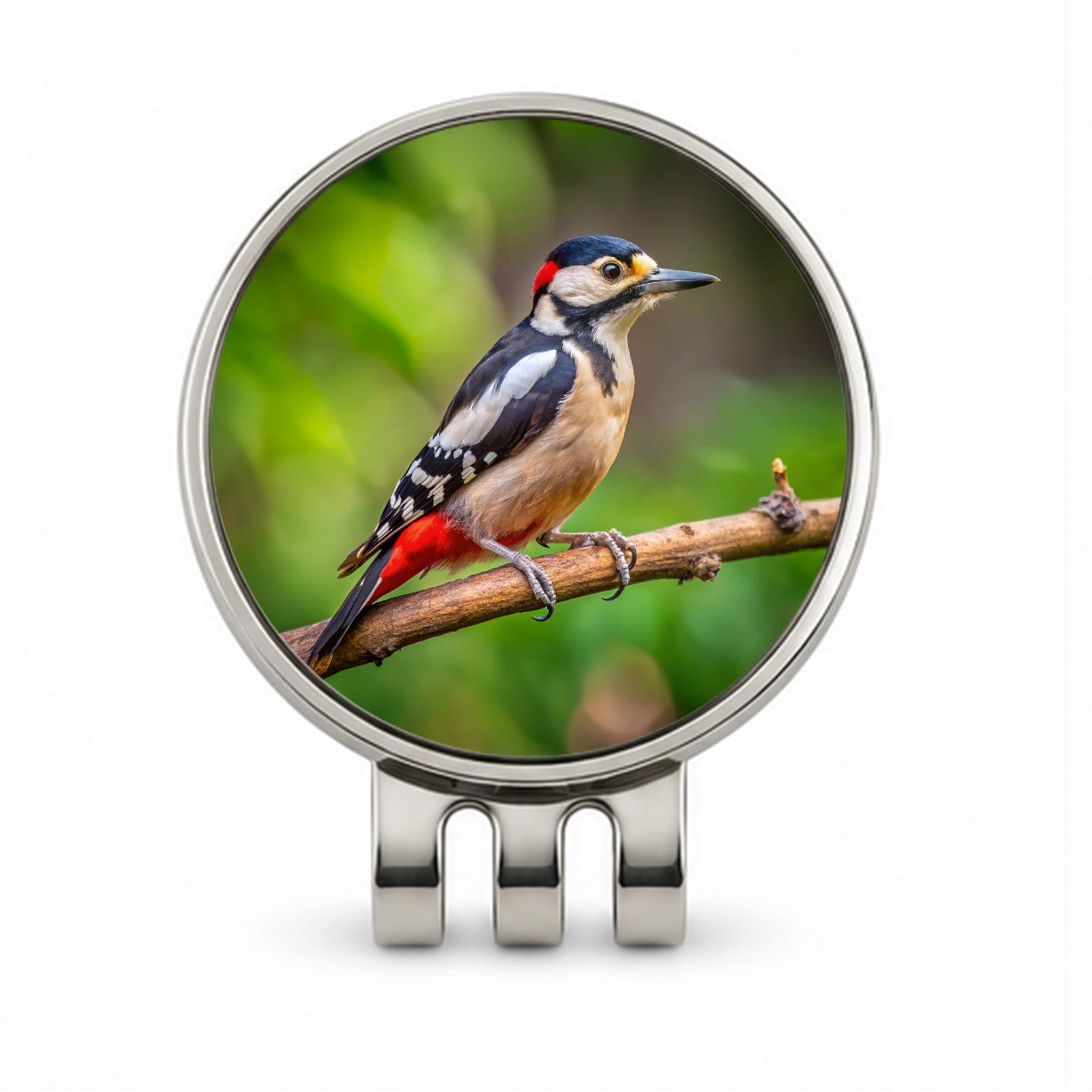 Great Spotted Woodpecker Backyard Bird Golf Hat Clip with Ball Marker