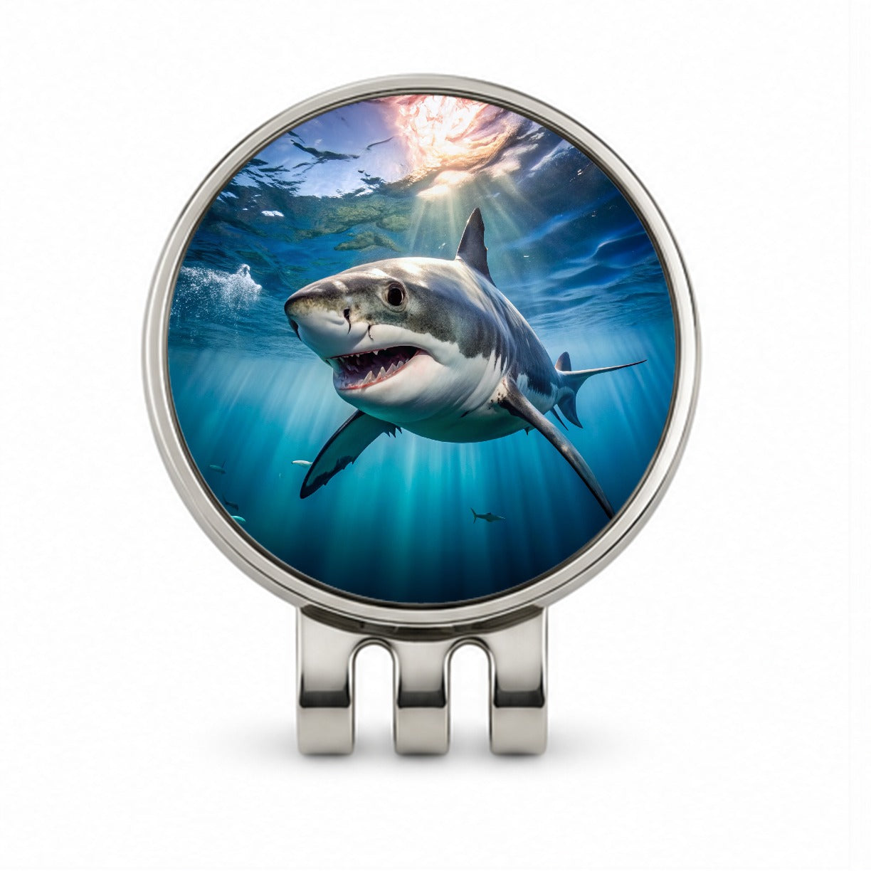 Great White Shark in the Ocean Golf Hat Clip with Ball Marker