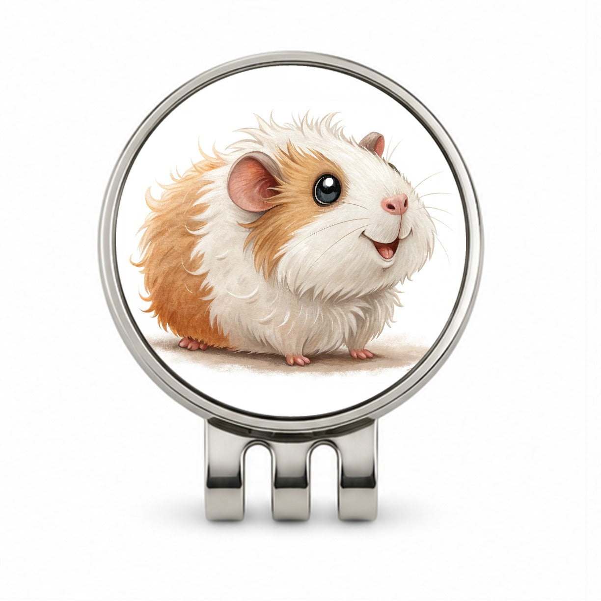 Guinea Pig Children's Illustration Style Golf Hat Clip with Ball Marker