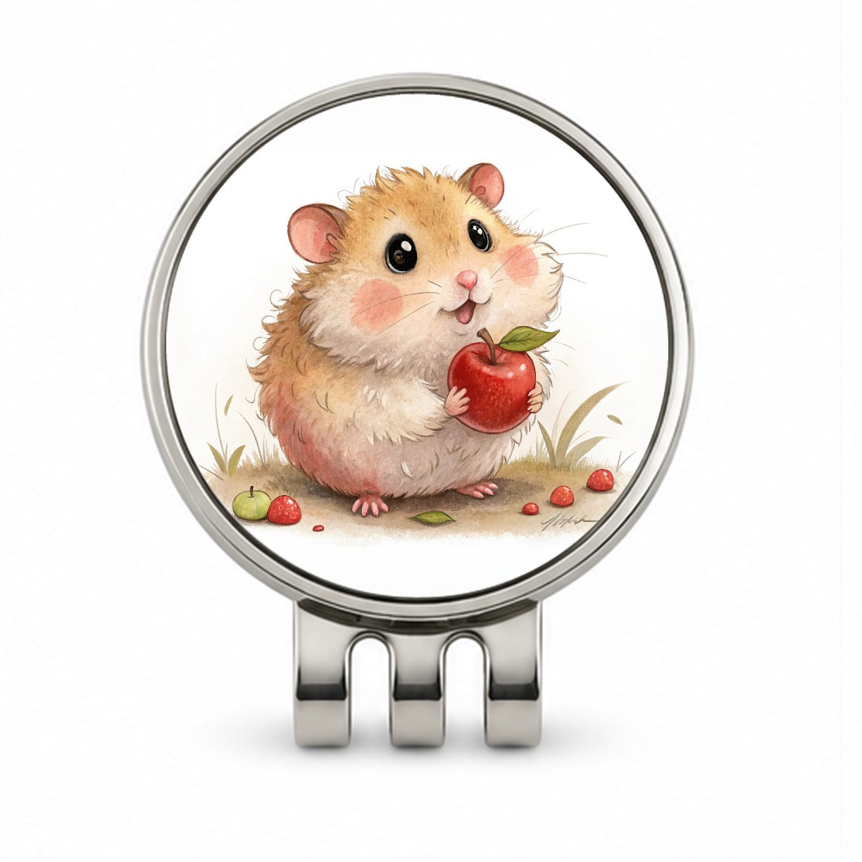 Hamster Children's Illustration Style Golf Hat Clip with Ball Marker