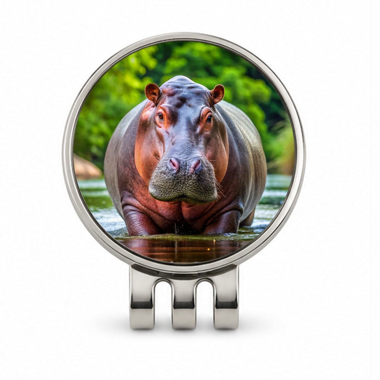 Hippopotamus Golf Hat Clip with Ball Marker