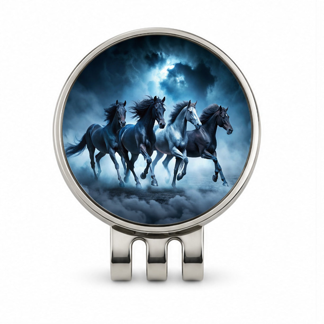 Horses Galloping Out Of The Night Mists Golf Hat Clip with Ball Marker