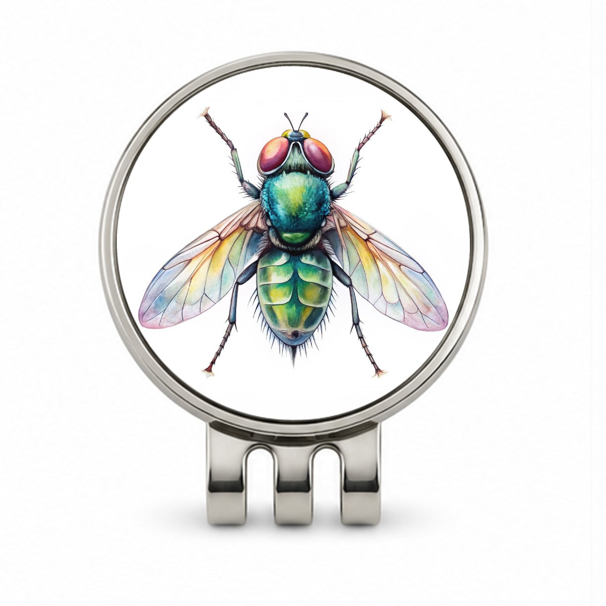 Housefly Fly Watercolor Golf Hat Clip with Ball Marker