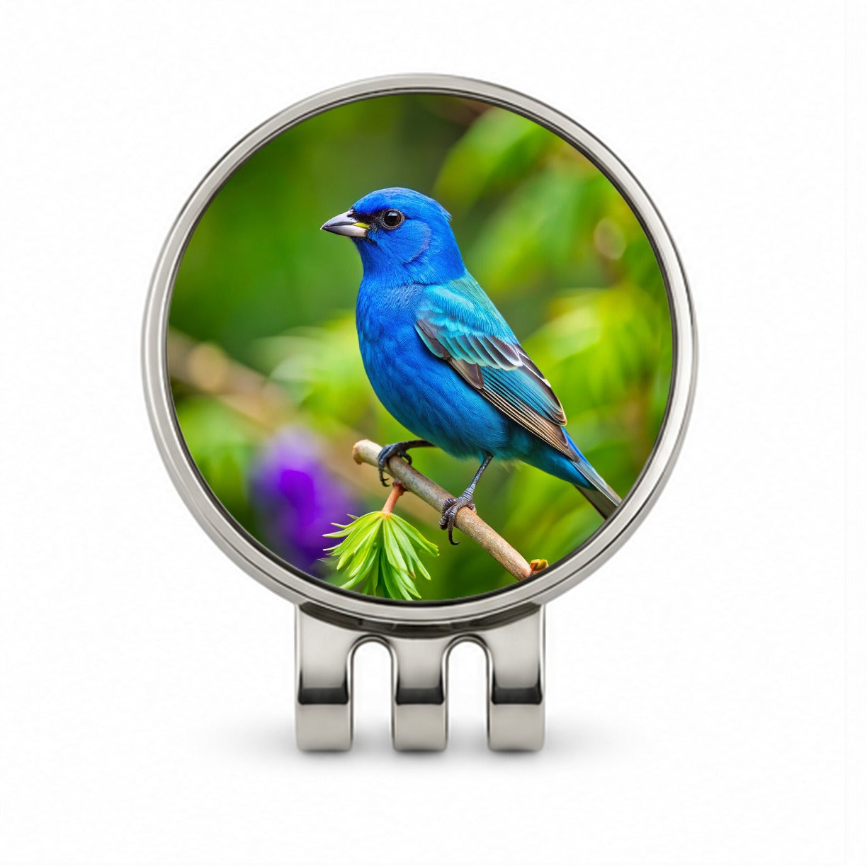 Indigo Bunting Backyard Bird Golf Hat Clip with Ball Marker