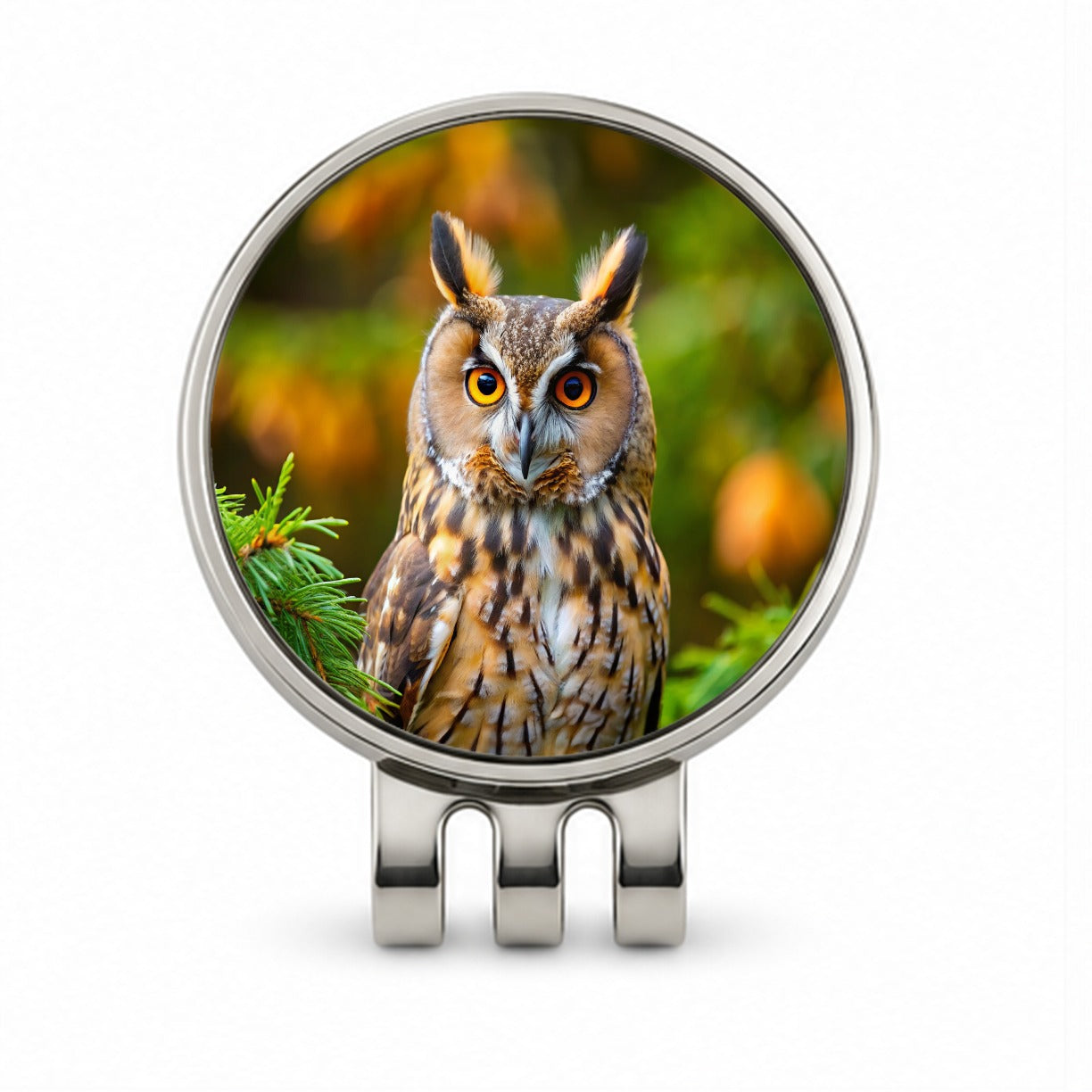 Long-Eared Owl Raptor Bird Of Prey Golf Hat Clip with Ball Marker