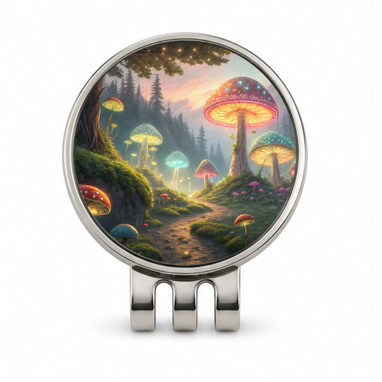 Magical Mushroom Garden Path Golf Hat Clip with Ball Marker