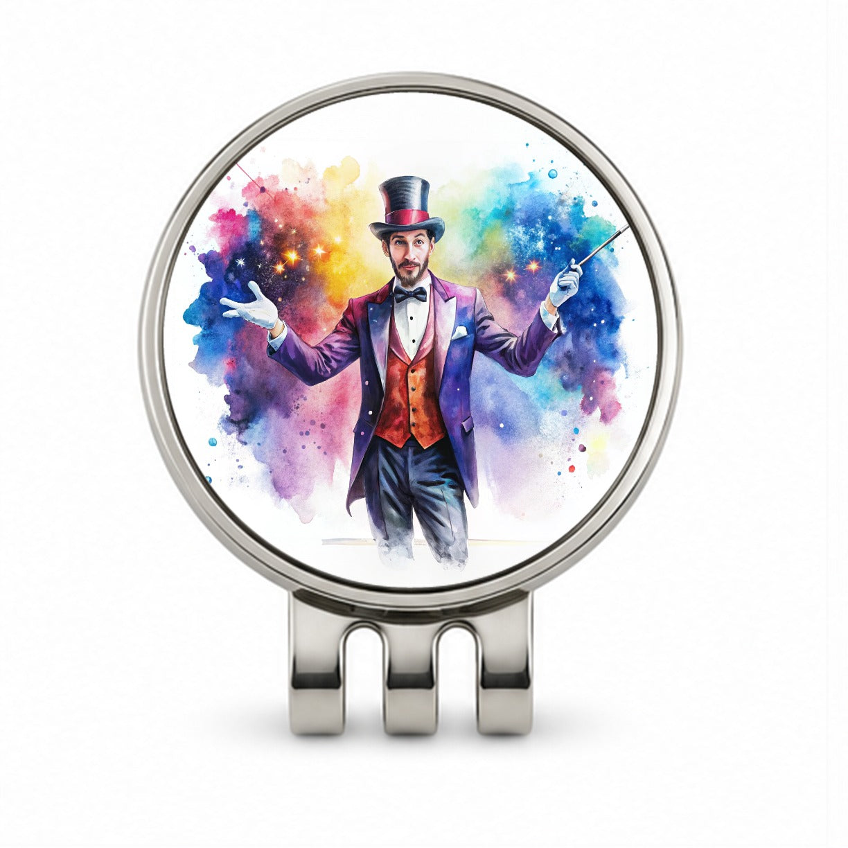 Magician Magic Watercolor Golf Hat Clip with Ball Marker