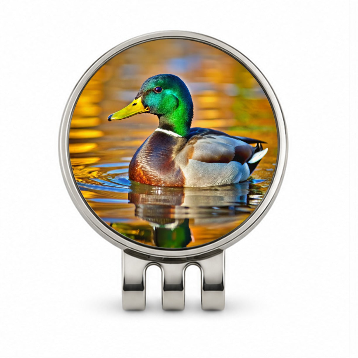 Mallard Duck Golf Hat Clip with Ball Marker