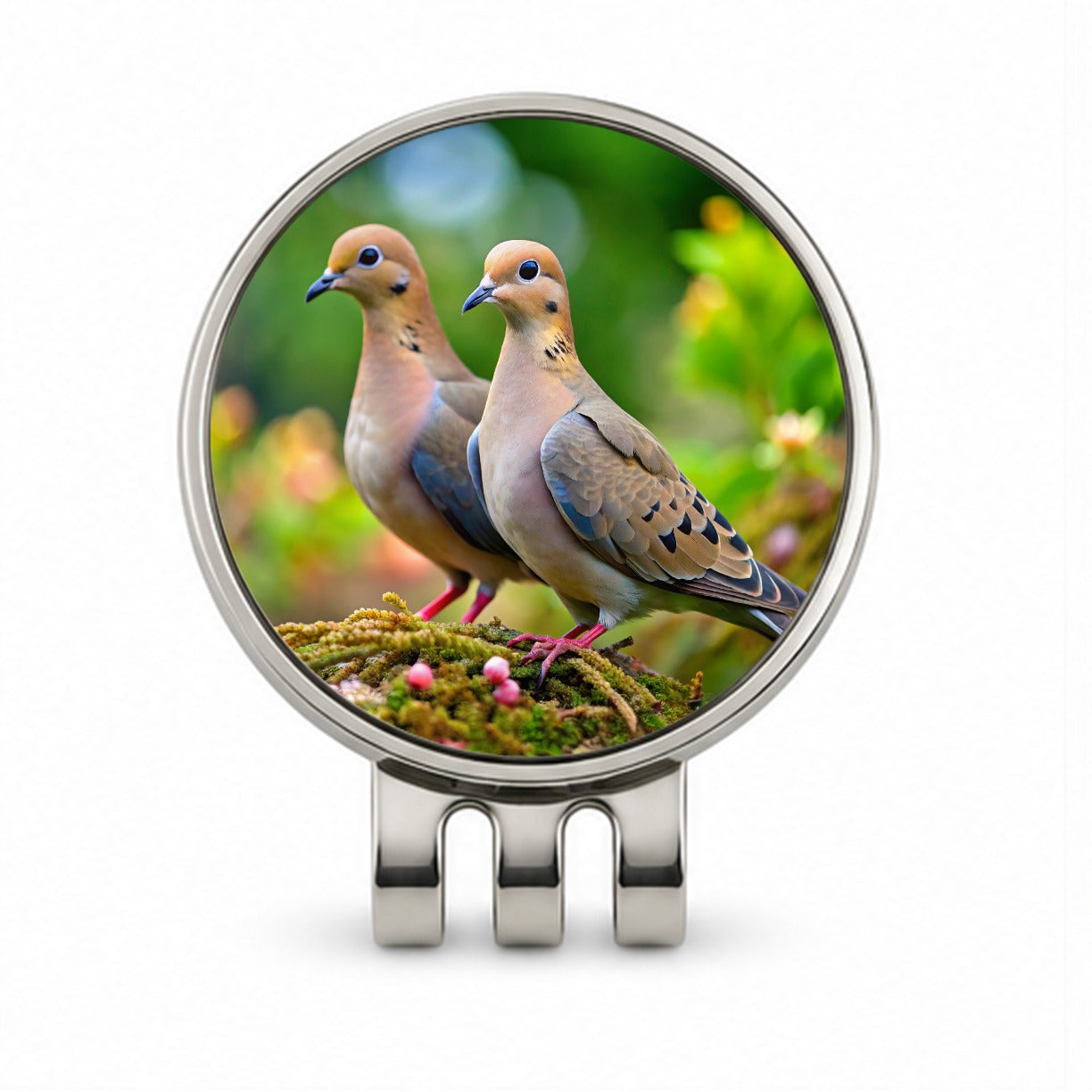 Mourning Doves Backyard Bird Golf Hat Clip with Ball Marker
