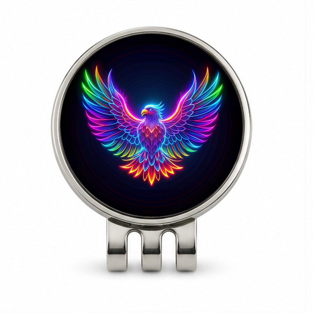 Neon Eagle Firebird Bird Golf Hat Clip with Ball Marker